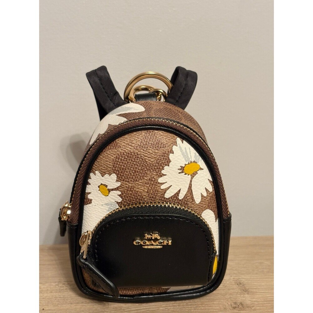 Coach Court Mini Backpack Charm in Signature Canvas with Floral Print
